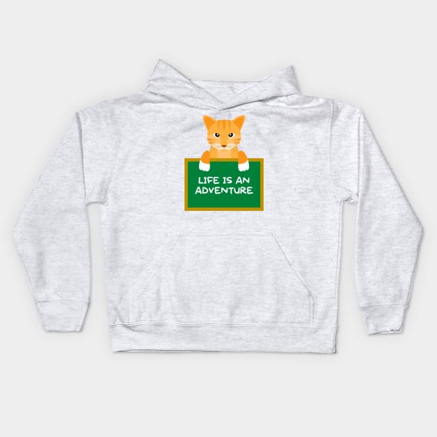 Advice Cat - Life Is An Adventure Kids Hoodie by inotyler